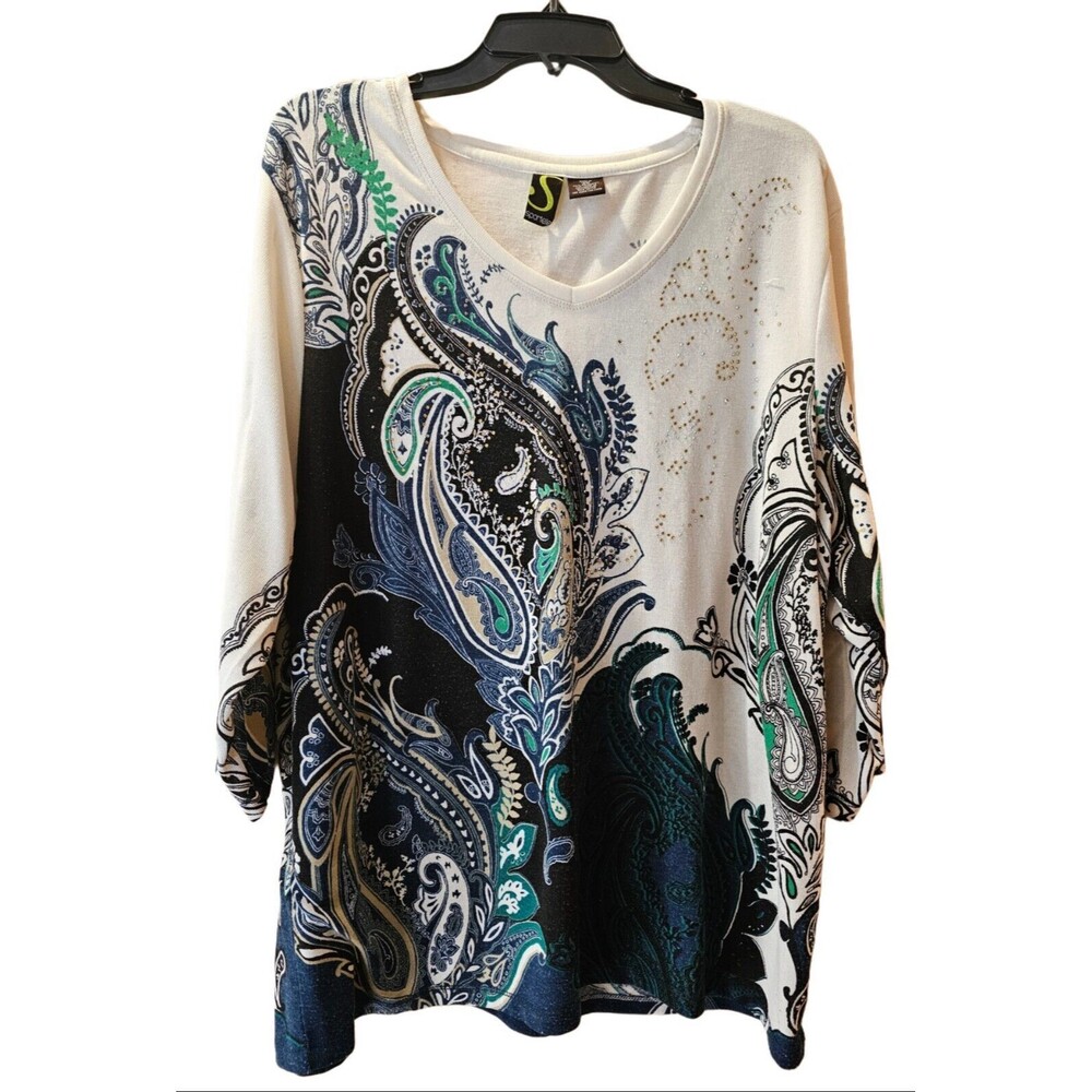 Womens 2X Spartelle Top With Bling